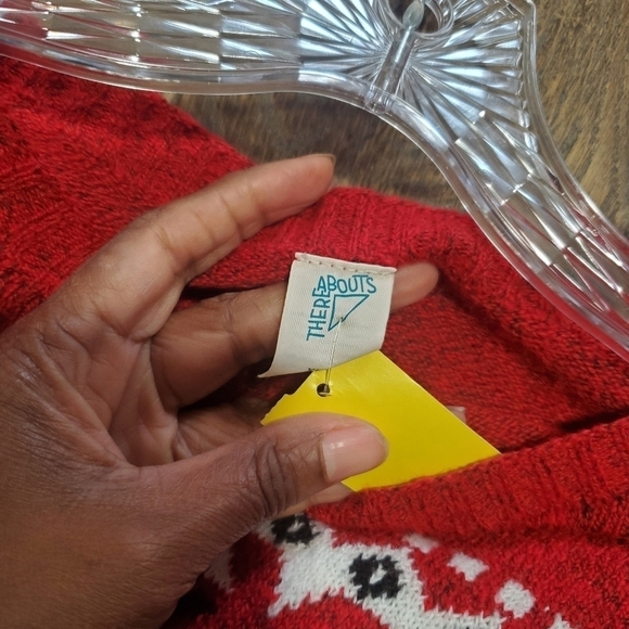 There Abouts Womens Red  and White Fair Isle Long Sweater Dress Size XL - Picture 5 of 5